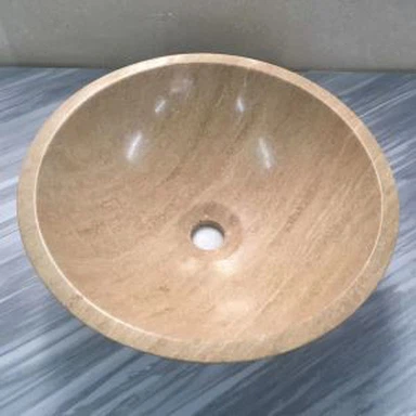 การออกแบบอ่างล้างหน้าหินอ่อน Beige Travertine