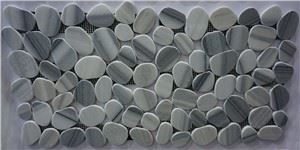 กระเบื้องโมเสครูปก้อนกรวดมาร์มาราหินอ่อนสีขาว